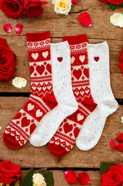 Kiel James Patrick Cream Heart Donegal Socks