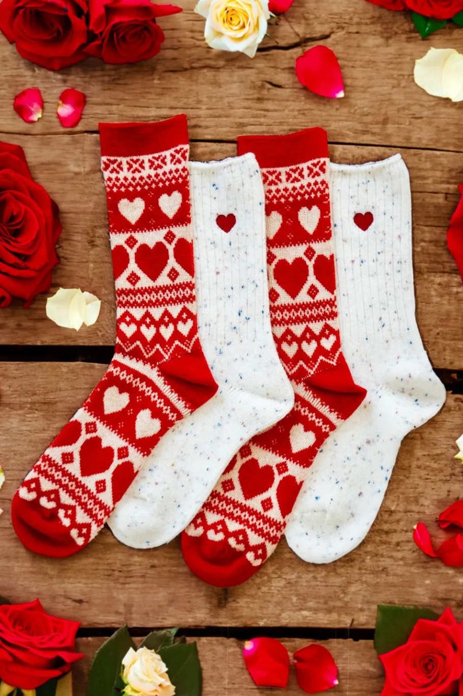 Kiel James Patrick Cream Heart Donegal Socks