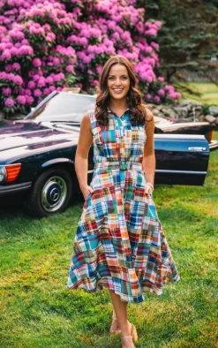 Kiel James Patrick Montauk Patchwork Madras Shirtdress